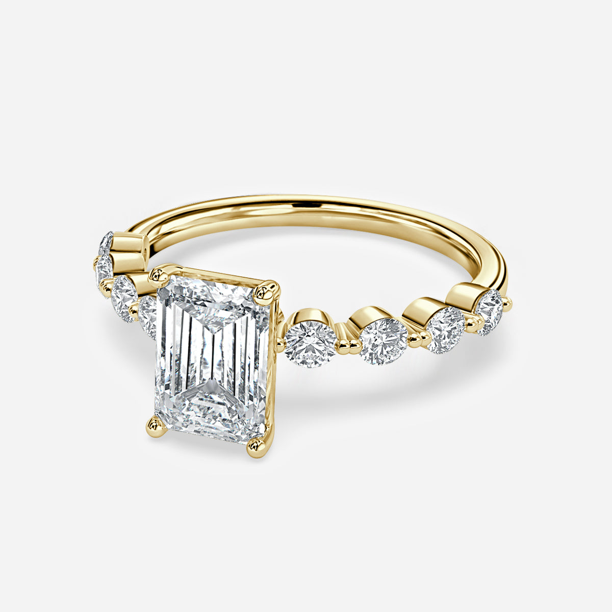 Tivian Emerald Unique Diamond Engagement Ring 14K / 18K Solid Gold