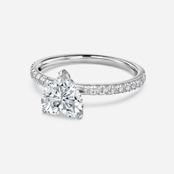 Ulip Heart Diamond Band Engagement Ring 14K / 18K Solid Gold