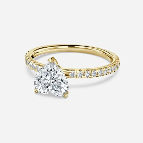 Ulip Heart Diamond Band Engagement Ring 14K / 18K Solid Gold