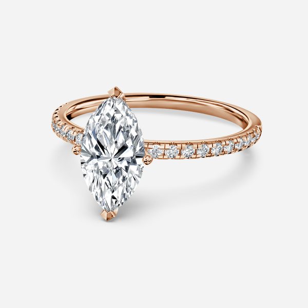 Ulip Marquise Diamond Band Engagement Ring 14K / 18K Solid Gold