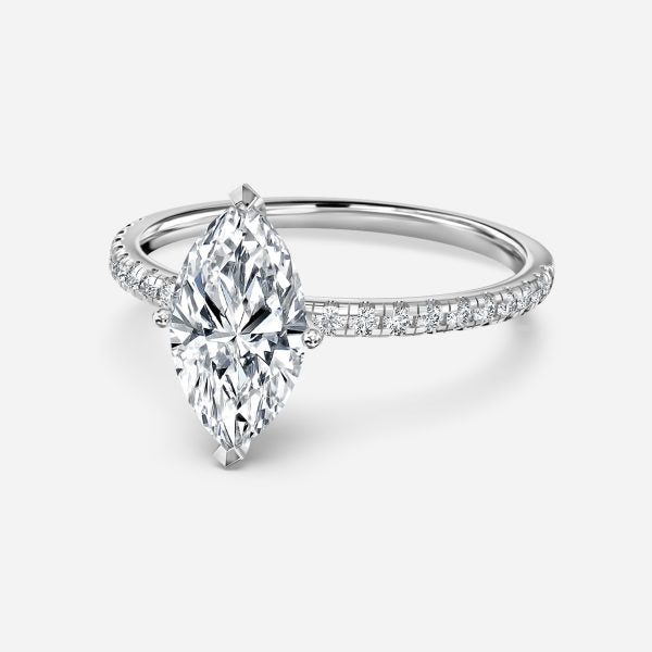 Ulip Marquise Diamond Band Engagement Ring 14K / 18K Solid Gold