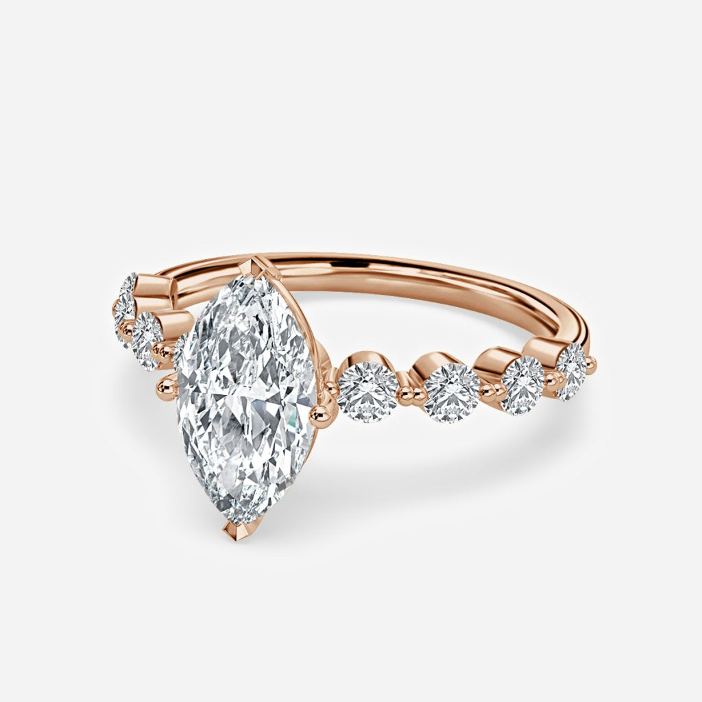 Tivian Marquise Unique Diamond Engagement Ring 14K / 18K Solid Gold