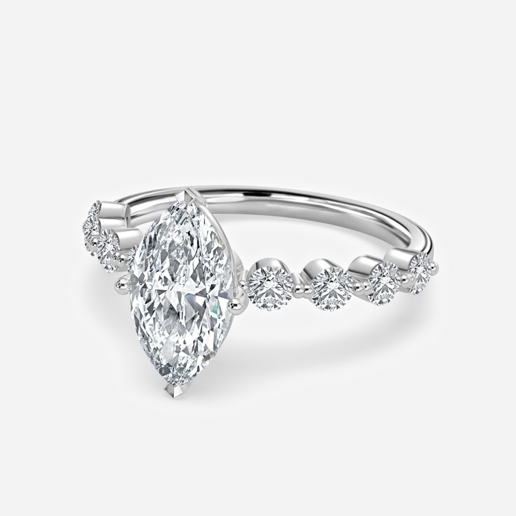 Tivian Marquise Unique Diamond Engagement Ring 14K / 18K Solid Gold