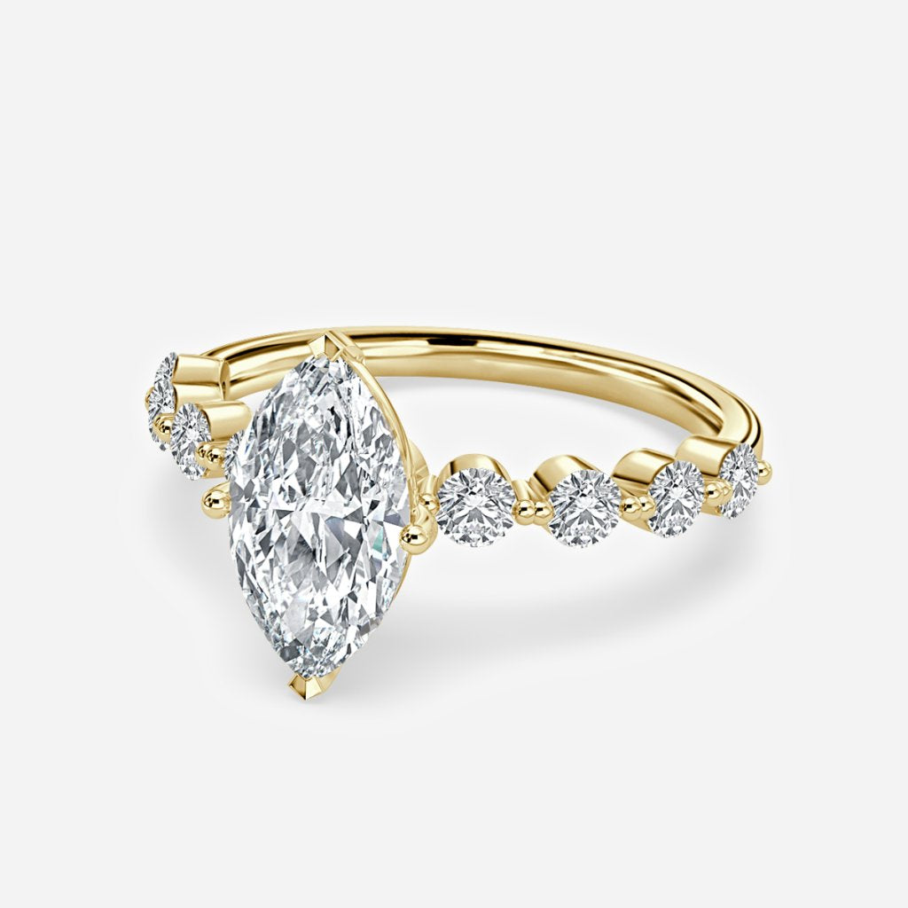 Tivian Marquise Unique Diamond Engagement Ring 14K / 18K Solid Gold