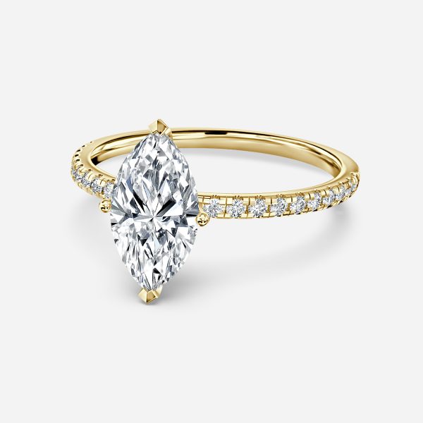 Ulip Marquise Diamond Band Engagement Ring 14K / 18K Solid Gold