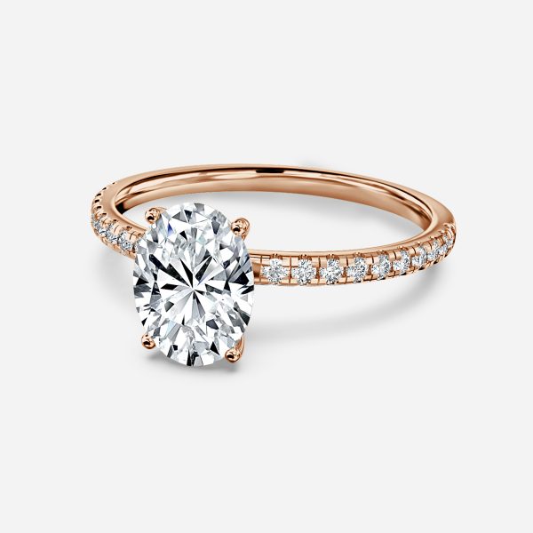 Ulip Oval Diamond Band Engagement Ring 14K / 18K Solid Gold