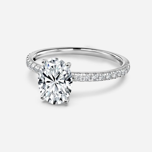 Ulip Oval Diamond Band Engagement Ring 14K / 18K Solid Gold