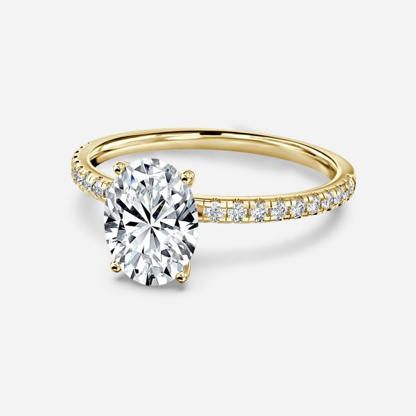 Ulip Oval Diamond Band Engagement Ring 14K / 18K Solid Gold