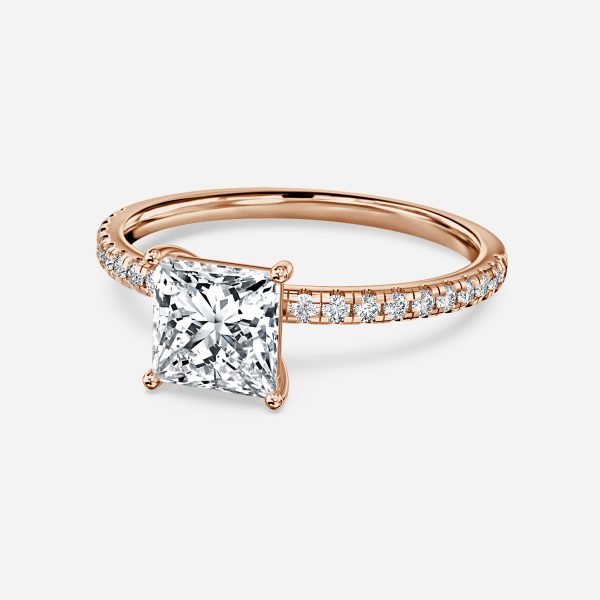 Ulip Princess Diamond Band Engagement Ring 14K / 18K Solid Gold