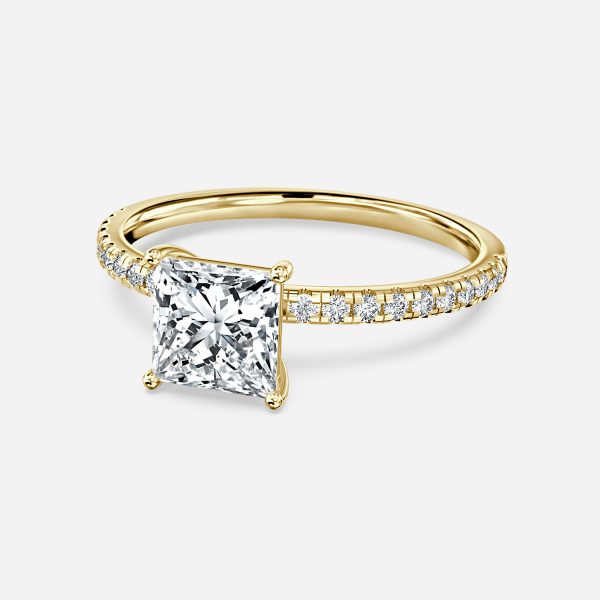 Ulip Princess Diamond Band Engagement Ring 14K / 18K Solid Gold