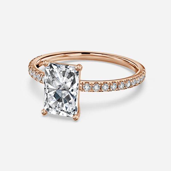 Lux Radiant Diamond Band Engagement Ring 14K / 18K Solid Gold