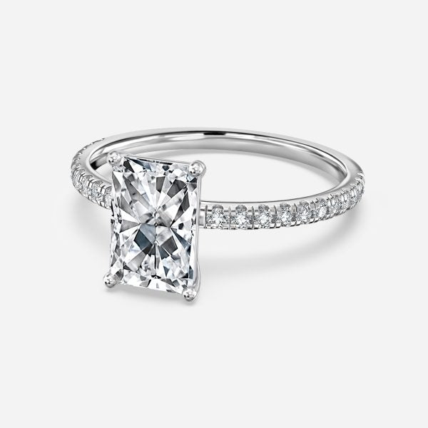 Lux Radiant Diamond Band Engagement Ring 14K / 18K Solid Gold