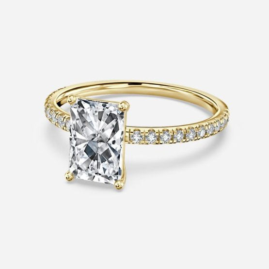 Lux Radiant Diamond Band Engagement Ring 14K / 18K Solid Gold