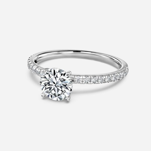 Ulip Round Diamond Band Engagement Ring 14K / 18K Solid Gold