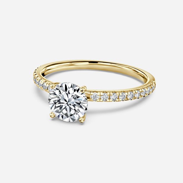 Ulip Round Diamond Band Engagement Ring 14K / 18K Solid Gold