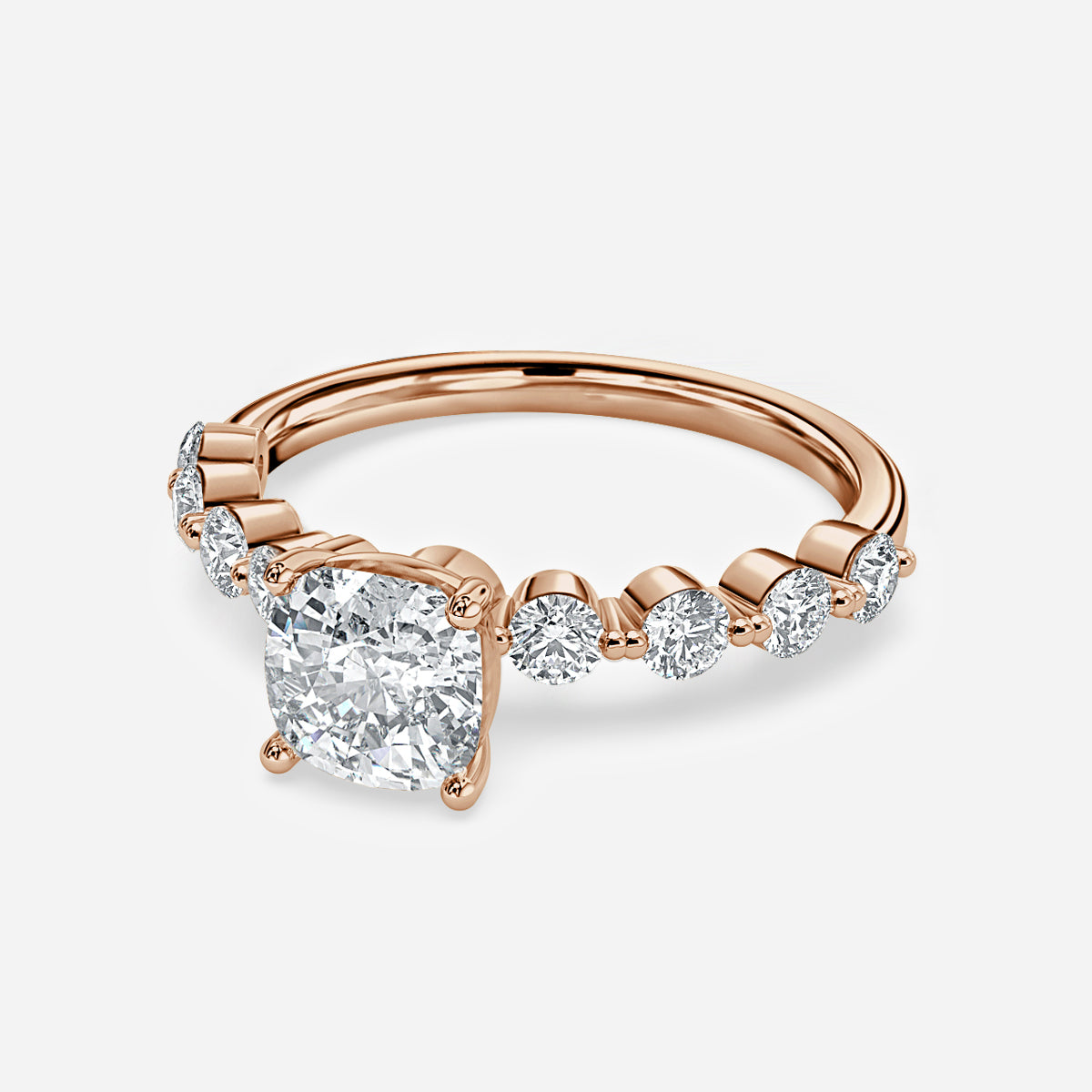 Tivian Cushion Unique Diamond Engagement Ring 14K / 18K Solid Gold