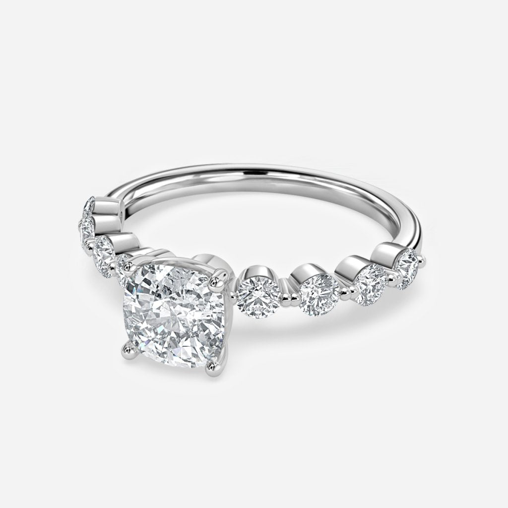 Tivian Cushion Unique Diamond Engagement Ring 14K / 18K Solid Gold