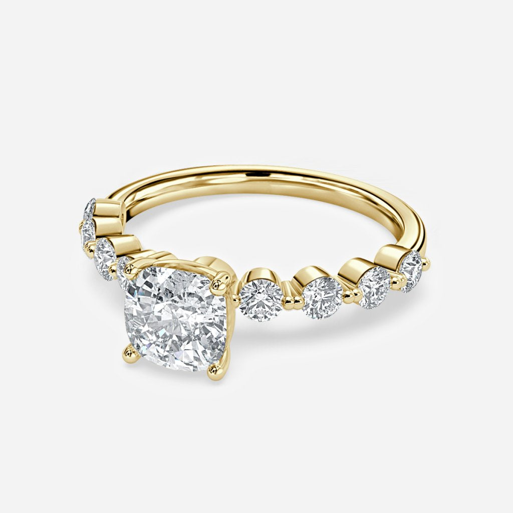 Tivian Cushion Unique Diamond Engagement Ring 14K / 18K Solid Gold