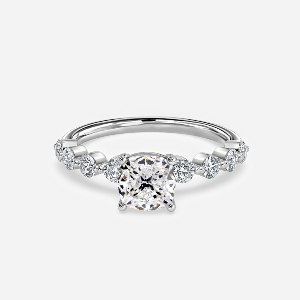 Tivian Cushion Unique Diamond Engagement Ring 14K / 18K Solid Gold