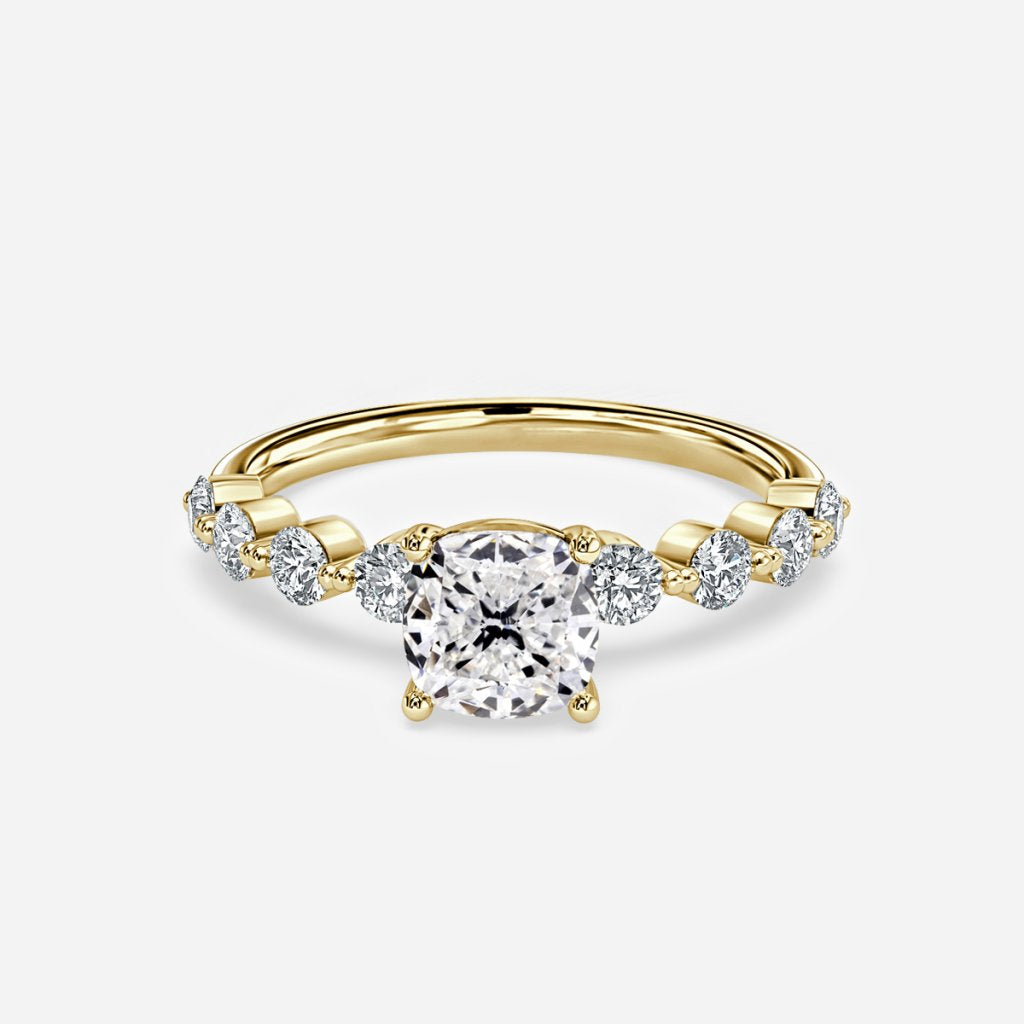 Tivian Cushion Unique Diamond Engagement Ring 14K / 18K Solid Gold