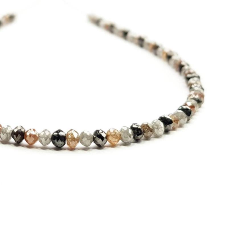 9 Carat Diamond Beads Necklace Fancy Red Black Natural Diamond 925 Silver Clap