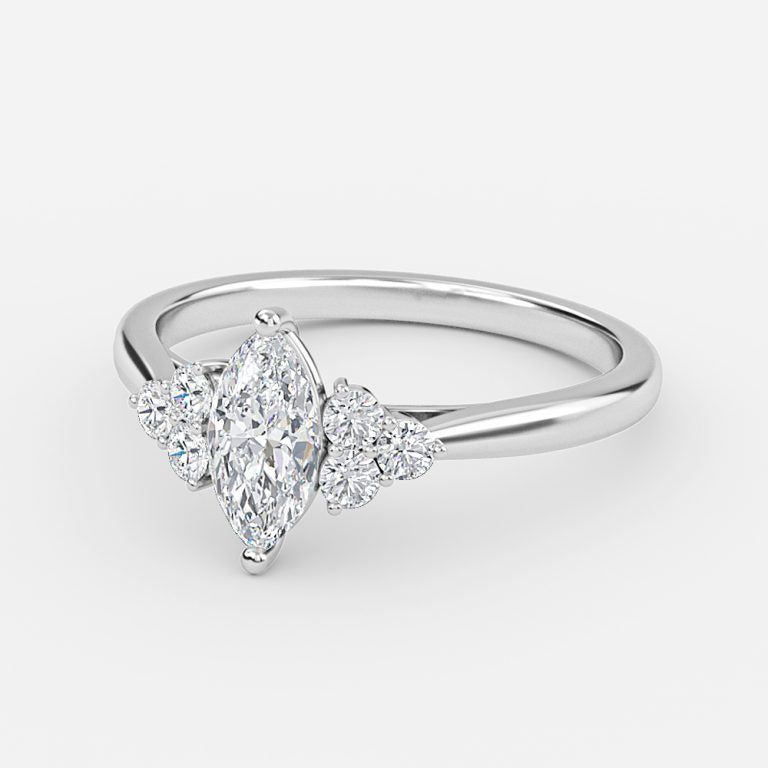 Nika Marquise Cluster Engagement Ring 14K / 18K Solid Gold