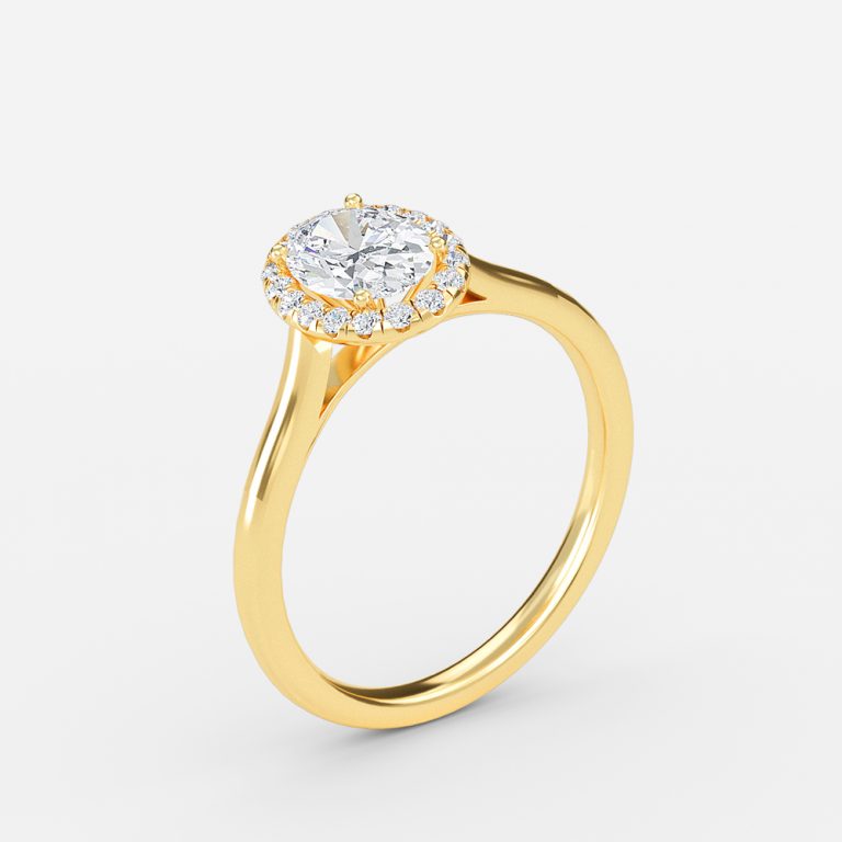 Kevi Oval Halo Engagement Ring 14K / 18K Solid Gold