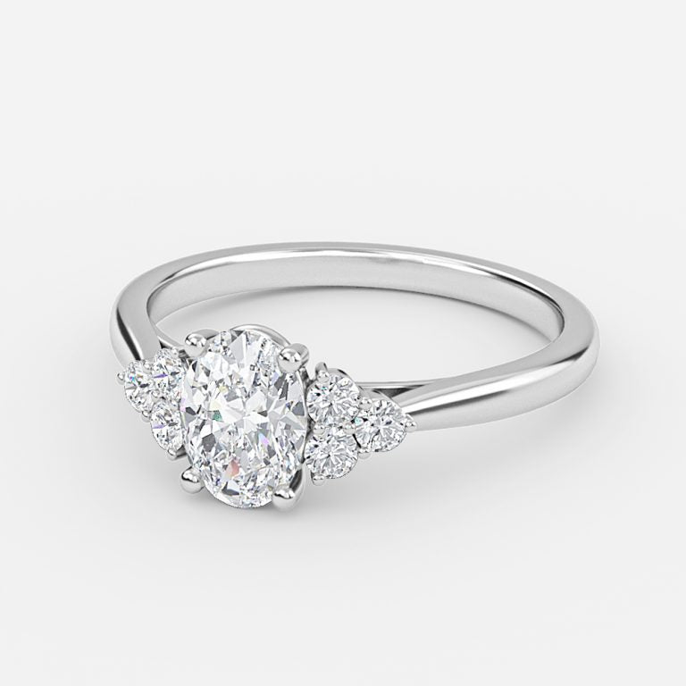 Nika Oval Cluster Engagement Ring 14K / 18K Solid Gold