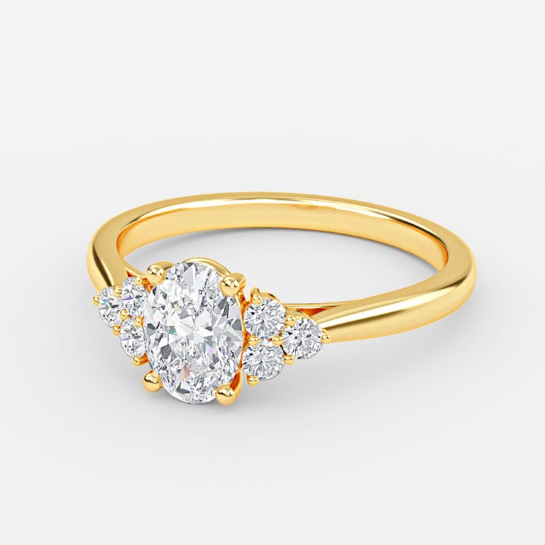 Nika Oval Cluster Engagement Ring 14K / 18K Solid Gold