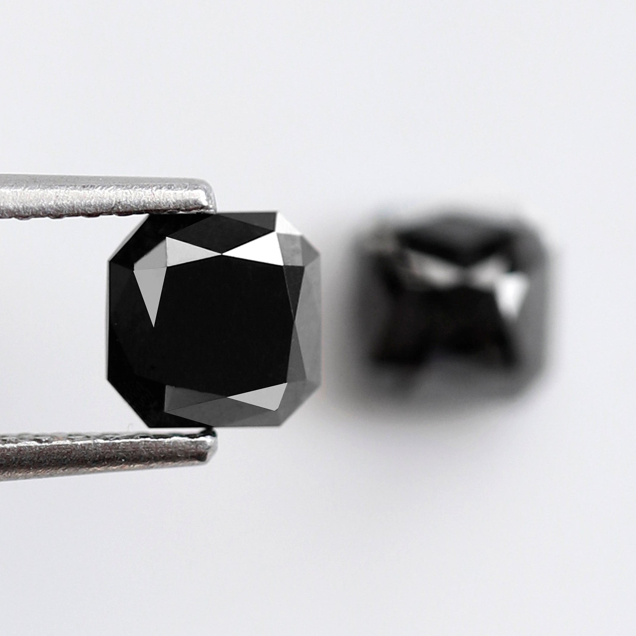 Pair of Asscher Shape Black Diamond 1.64 Carat AAA Quality Diamond 5 MM Loose Natural Black Color Diamond - Blackdiamond