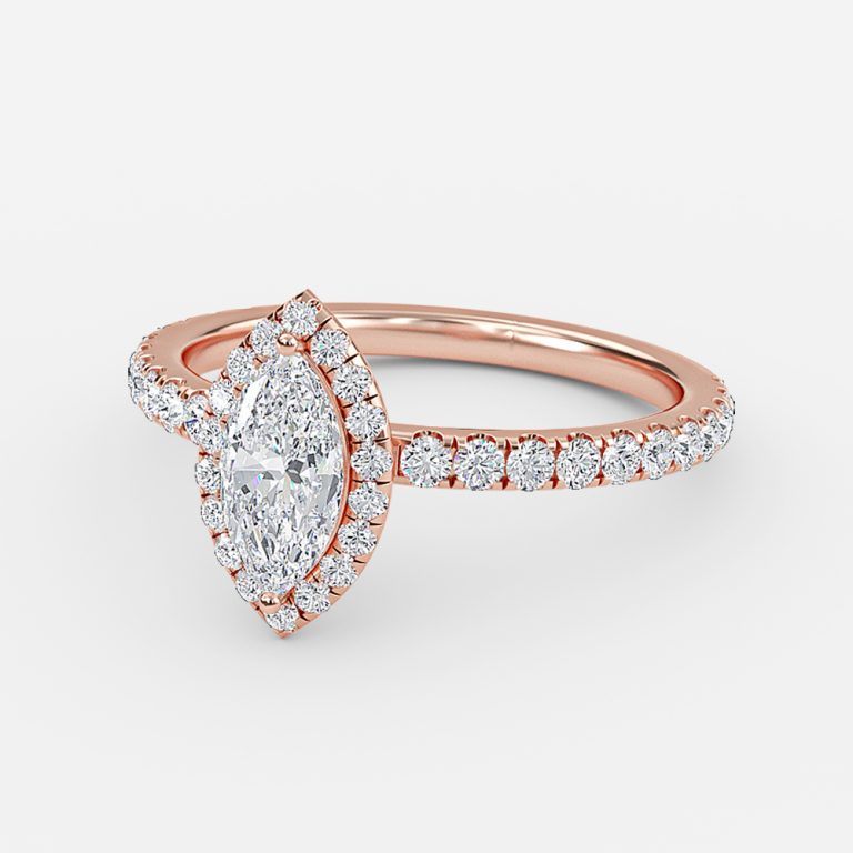 Killian Marquise Halo Engagement Ring 14K / 18K Solid Gold