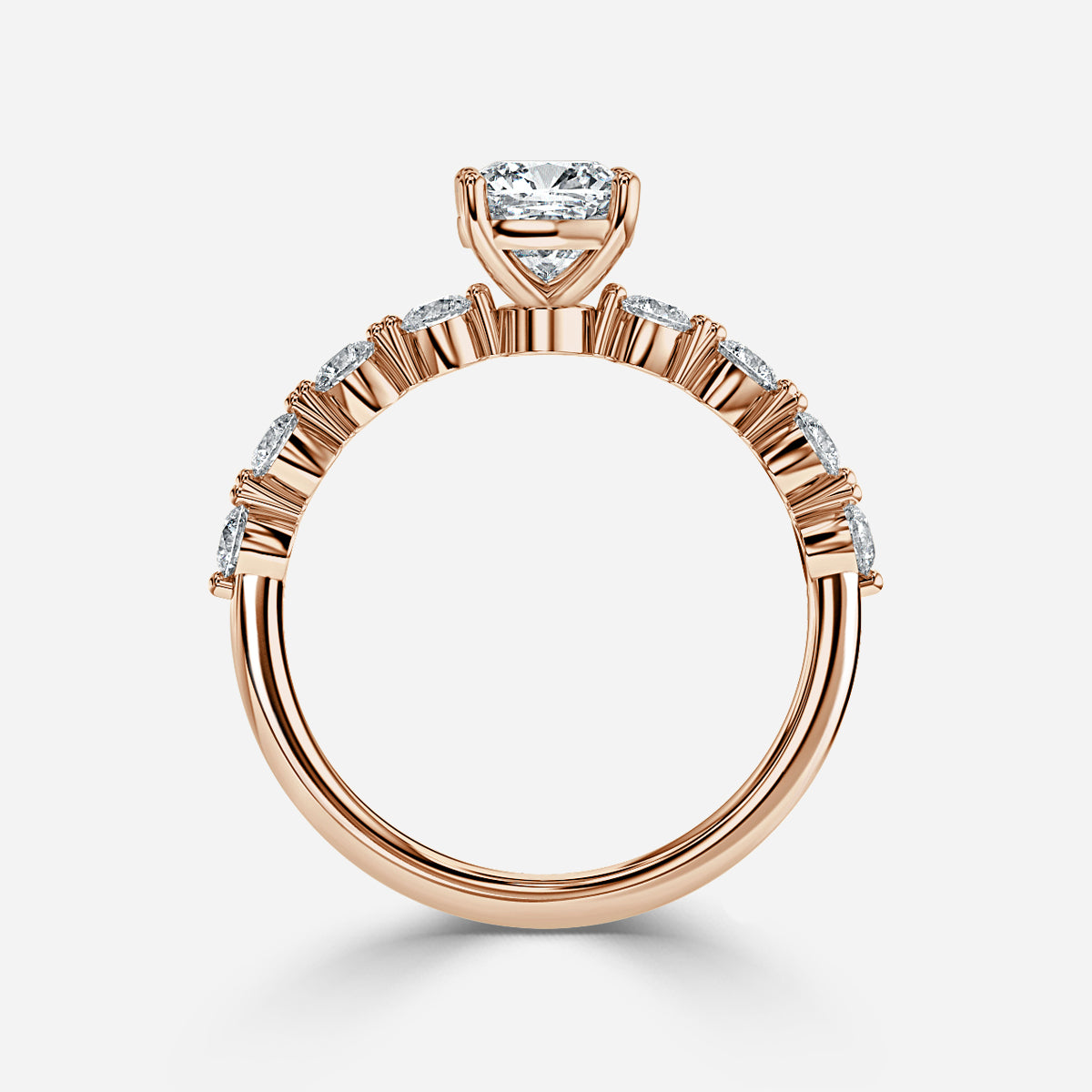 Tivian Cushion Unique Diamond Engagement Ring 14K / 18K Solid Gold