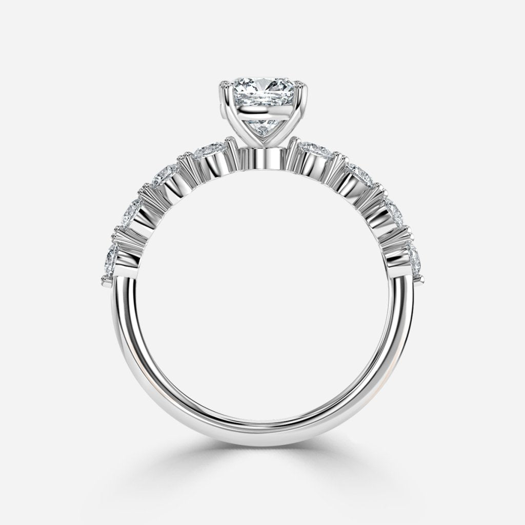 Tivian Cushion Unique Diamond Engagement Ring 14K / 18K Solid Gold