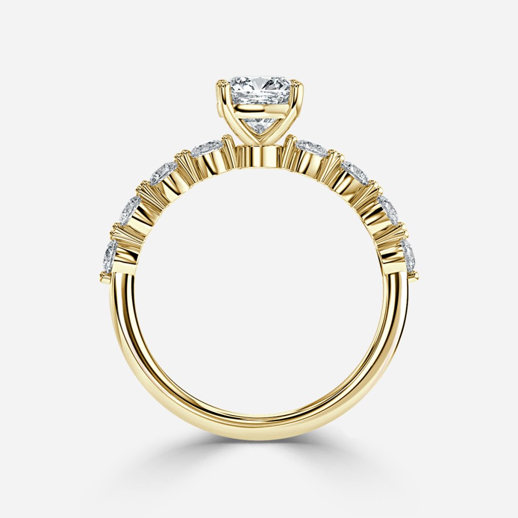 Tivian Cushion Unique Diamond Engagement Ring 14K / 18K Solid Gold