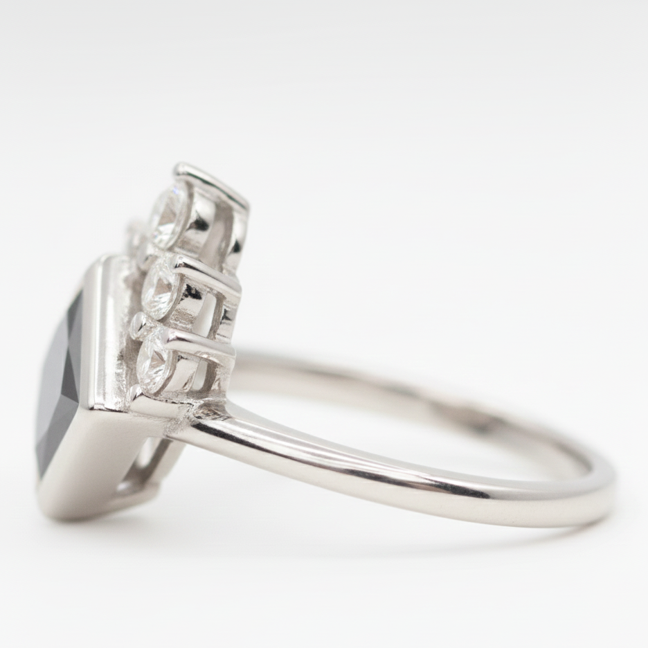 2 Carat Black Princess Cut Diamond Engagement Ring 14K White Gold