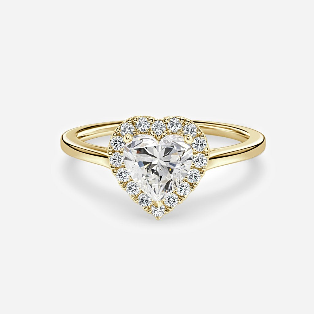 Sara Heart Halo Engagement Ring 14K / 18K Solid Gold