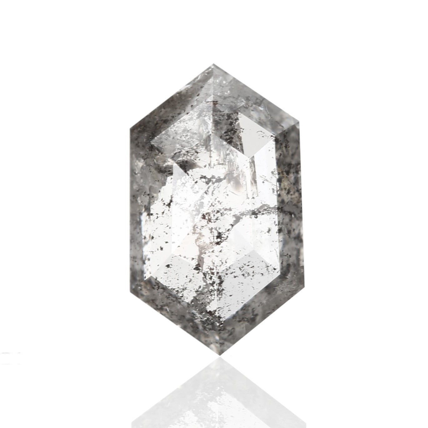 1.87 Carat 10.00 X 6.3 X 3 MM Natural Hexagon Shape Fancy Gray Salt and Pepper Diamond - Blackdiamond