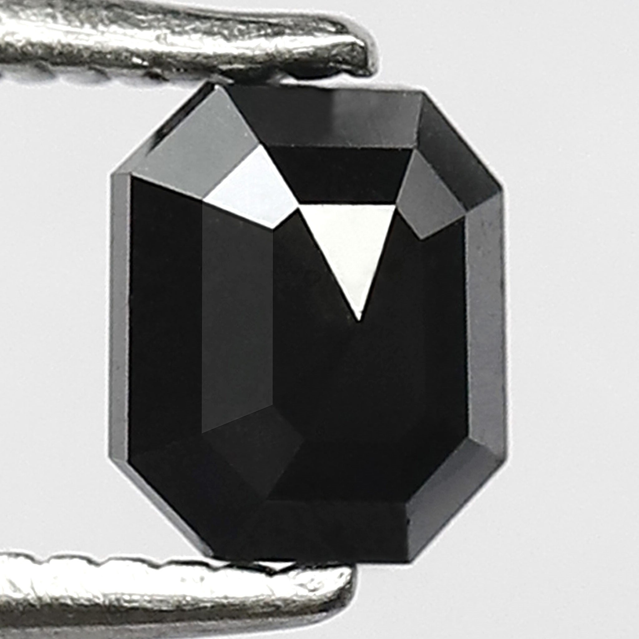 0.70 Carat Emerald Cut Diamond 5 MM Heated Black Color Emerald Shape Black Diamond For Ring