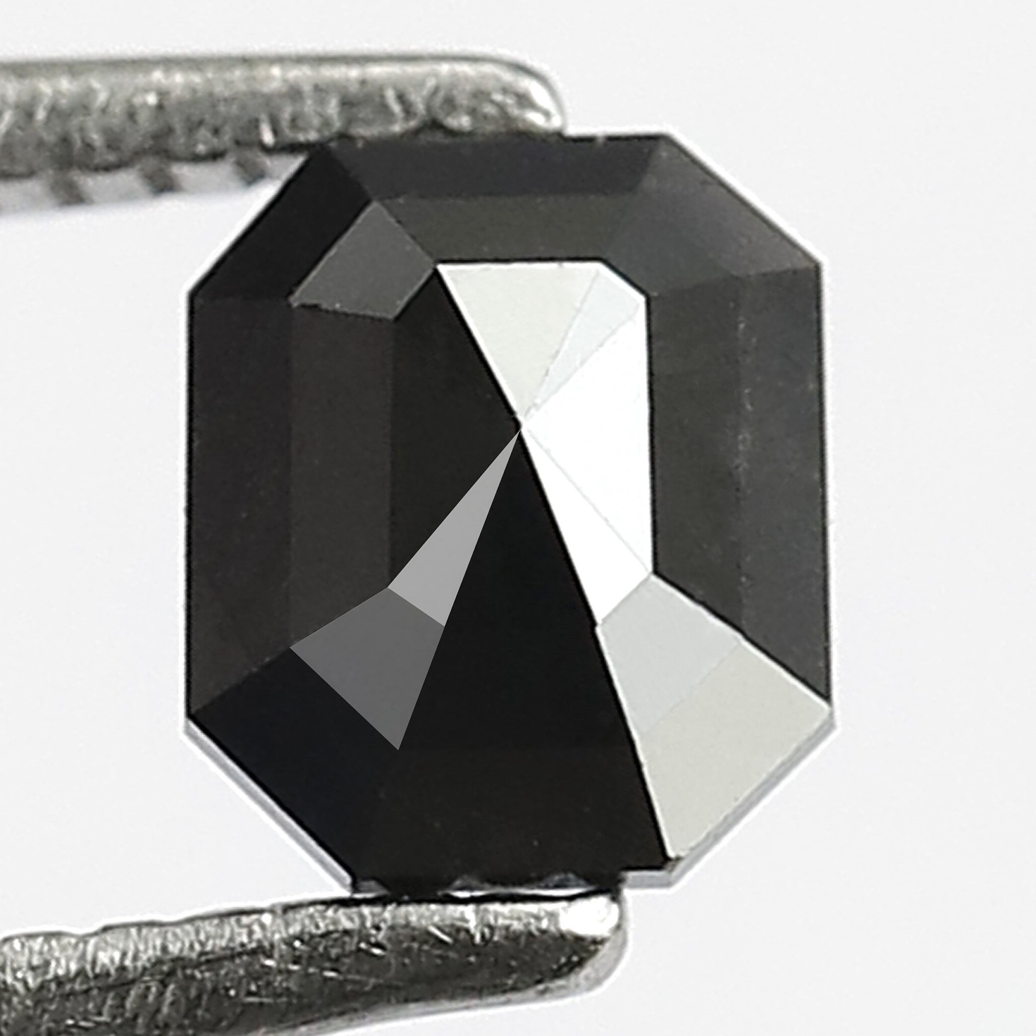 0.70 Carat Emerald Cut Diamond 5 MM Heated Black Color Emerald Shape Black Diamond For Ring