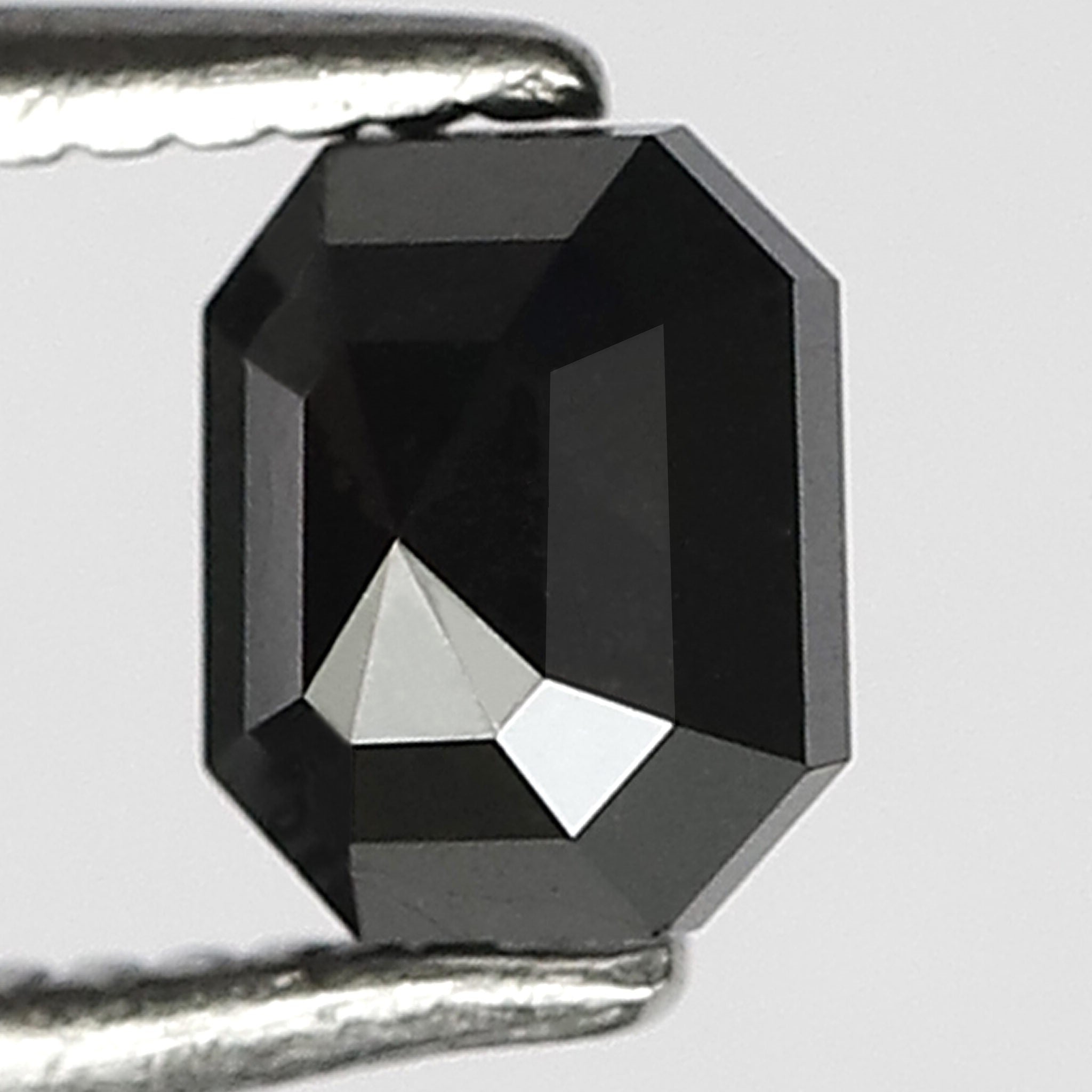0.70 Carat Emerald Cut Diamond 5 MM Heated Black Color Emerald Shape Black Diamond For Ring