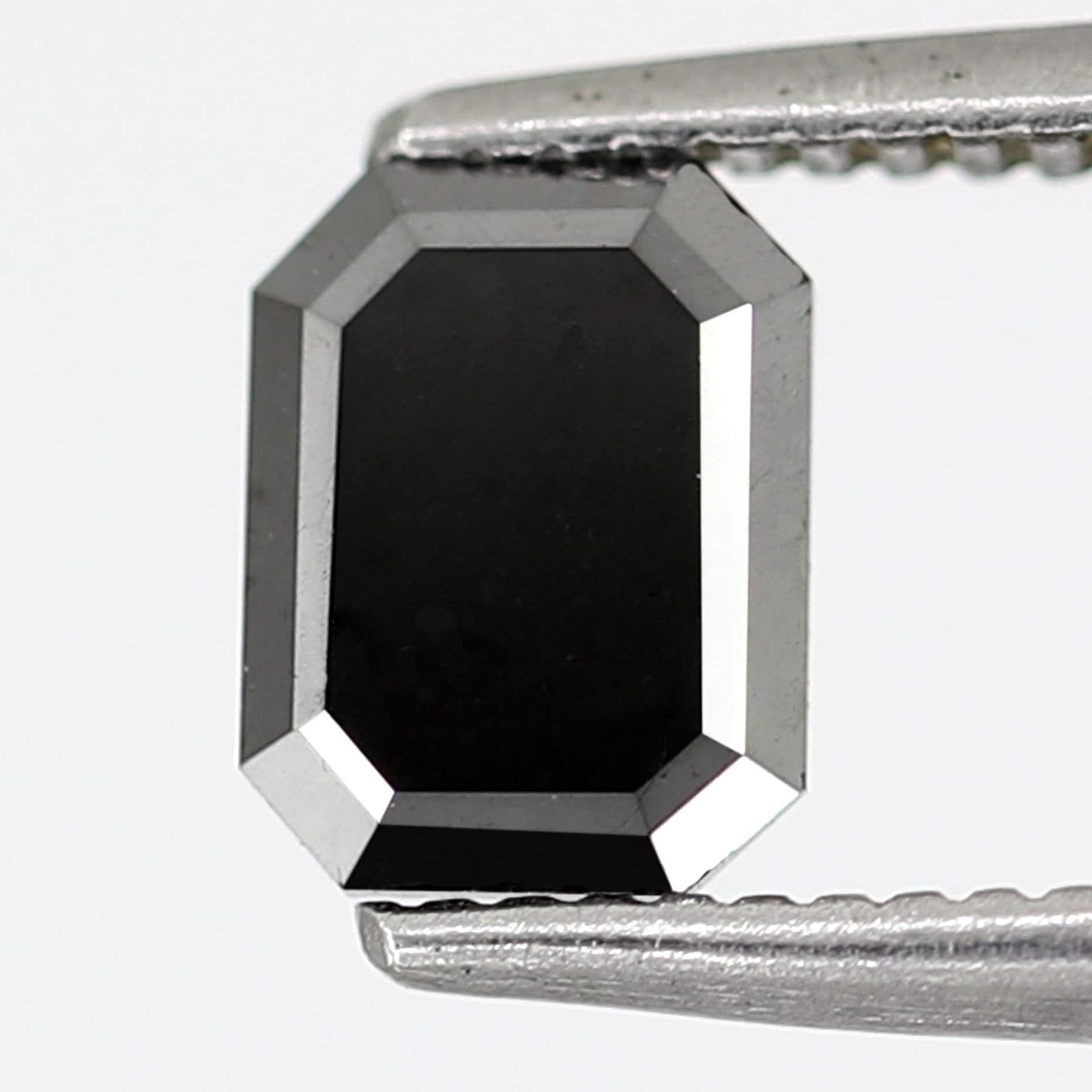 0.79 Carat Brilliant Emerald Cut 6 MM Faceted Shining Long Treated Black Loose Earth Mine Diamond For Engagement Ring