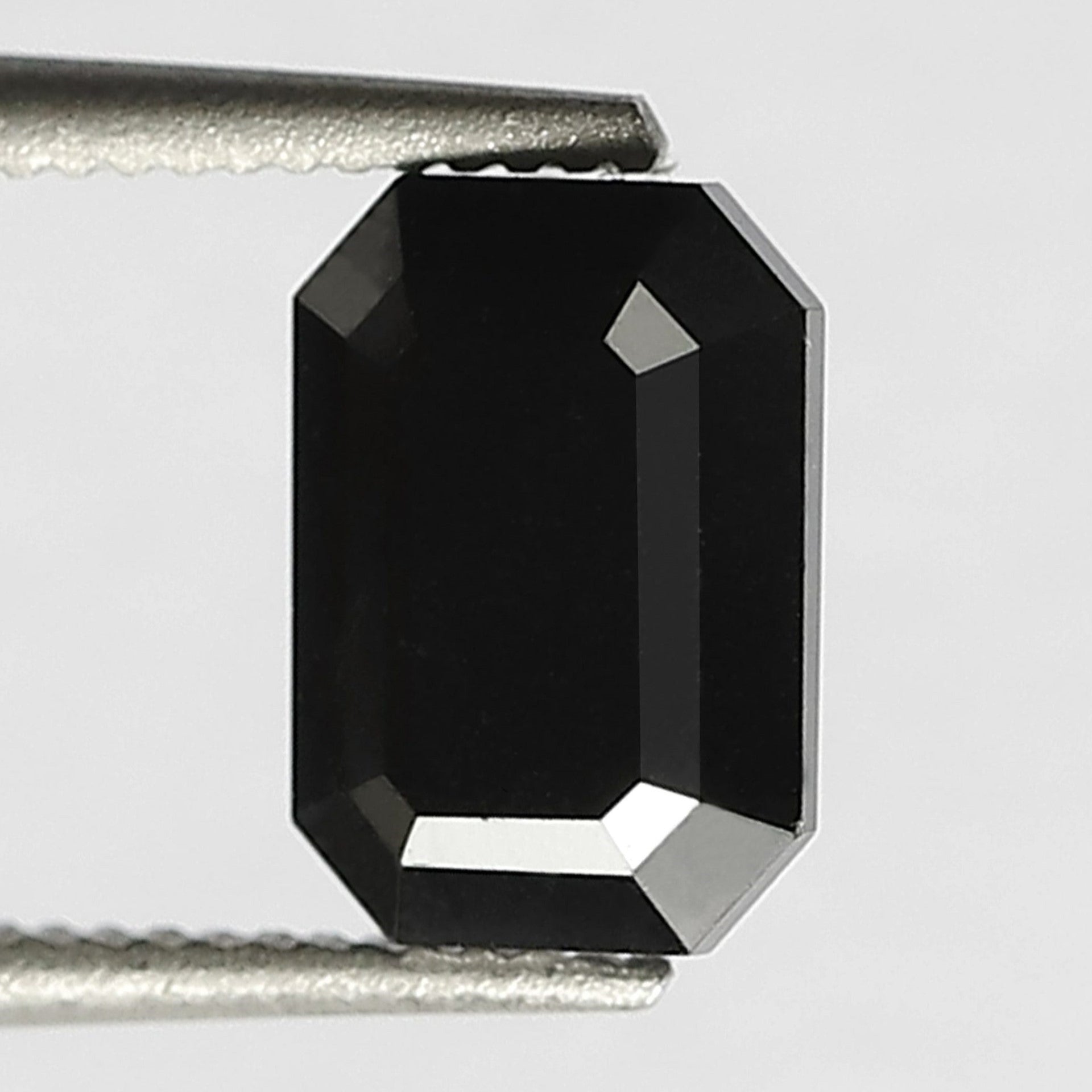 1.07 Carat 6 MM Natural Diamond Treated Black Color Diamond Emerald Shape Black Diamond Engagement Ring
