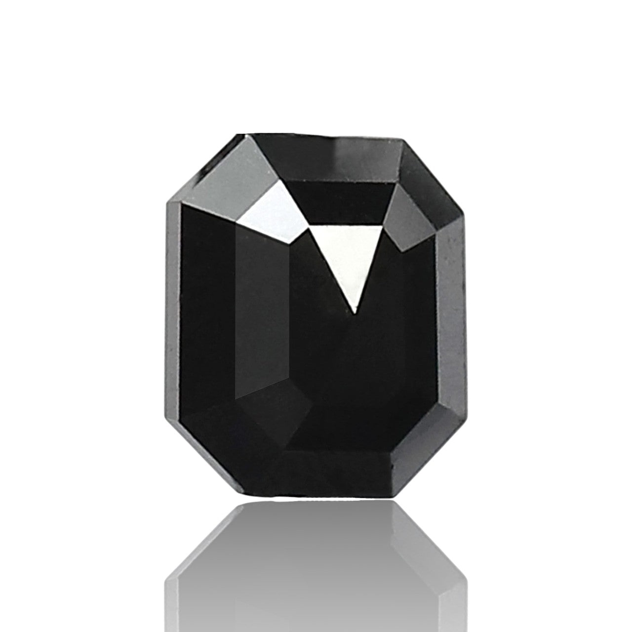 0.70 Carat Emerald Cut Diamond 5 MM Heated Black Color Emerald Shape Black Diamond For Ring
