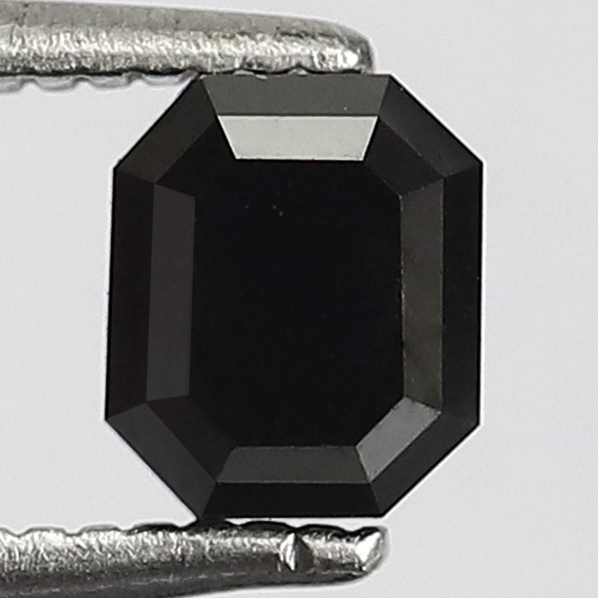 0.70 Carat Emerald Cut Diamond 5 MM Heated Black Color Emerald Shape Black Diamond For Ring