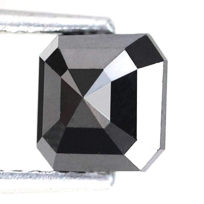 1.40 Carat Natural Diamond 6 MM Black Emerald Square Shape Emerald Cut Ring Black Emerald Necklace