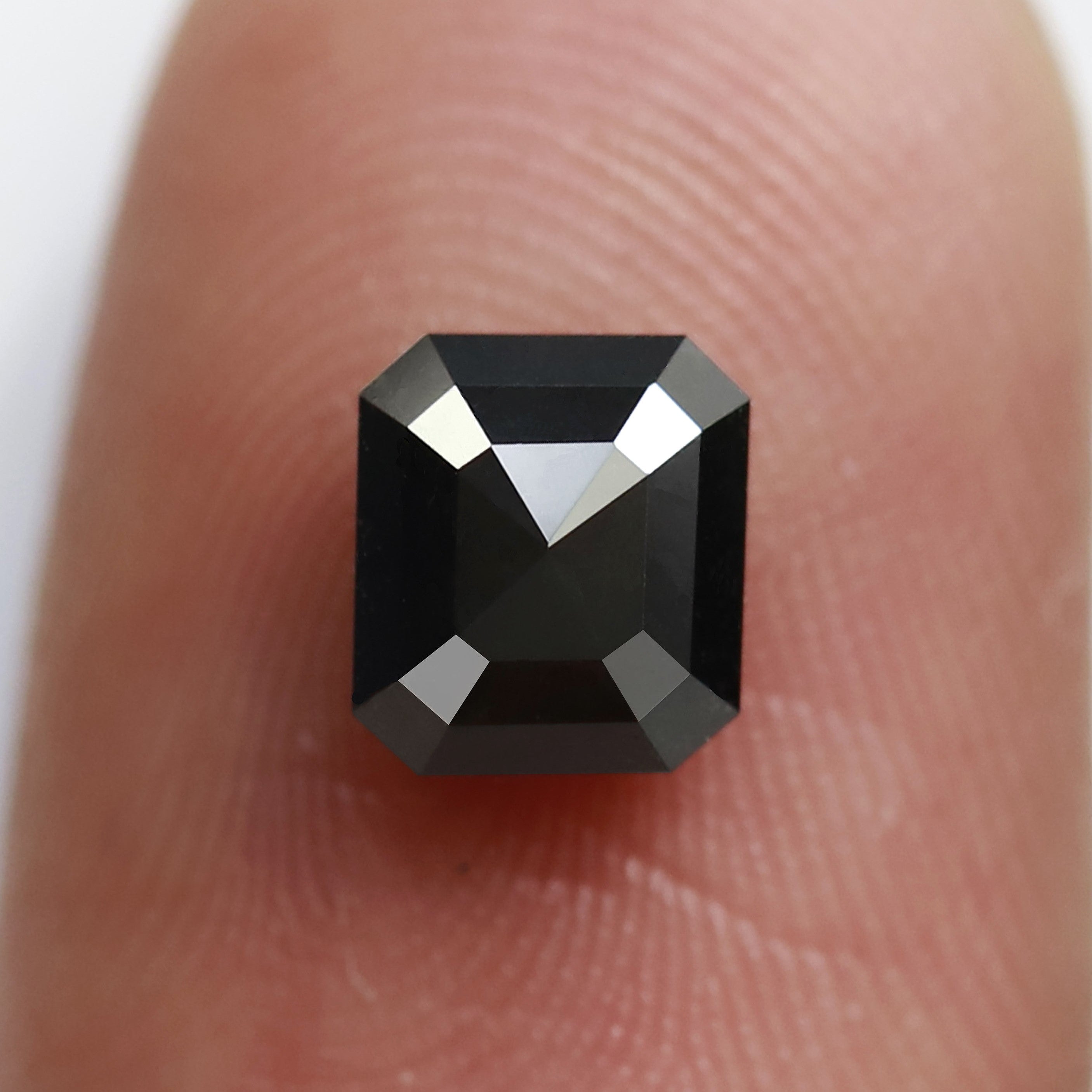 1.41 Carat Black Emerald Cut Diamond 6 MM AAA Quality Loose Natural Fancy Black Diamond