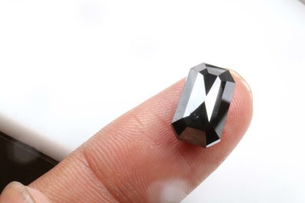 6 Carat Natural Emerald Cut Black Loose Diamond For Design Pendant Ring