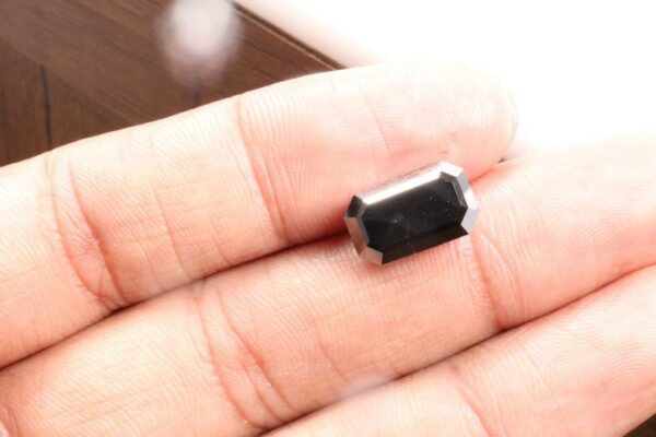 6 Carat Natural Emerald Cut Black Loose Diamond For Design Pendant Ring