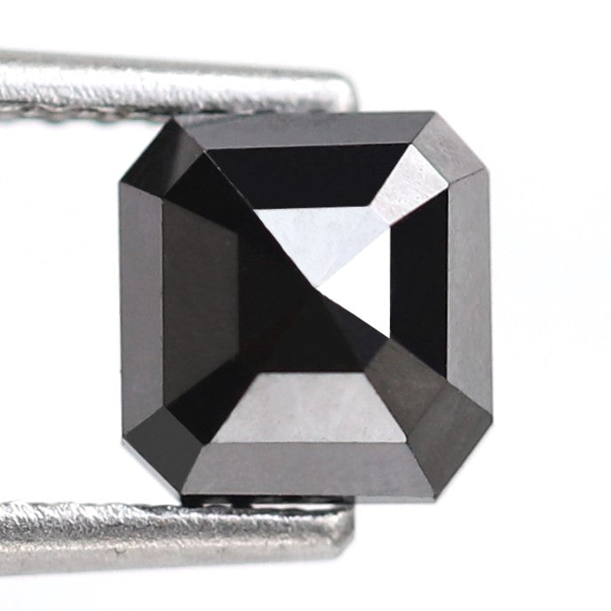 1.40 Carat Natural Diamond 6 MM Black Emerald Square Shape Emerald Cut Ring Black Emerald Necklace