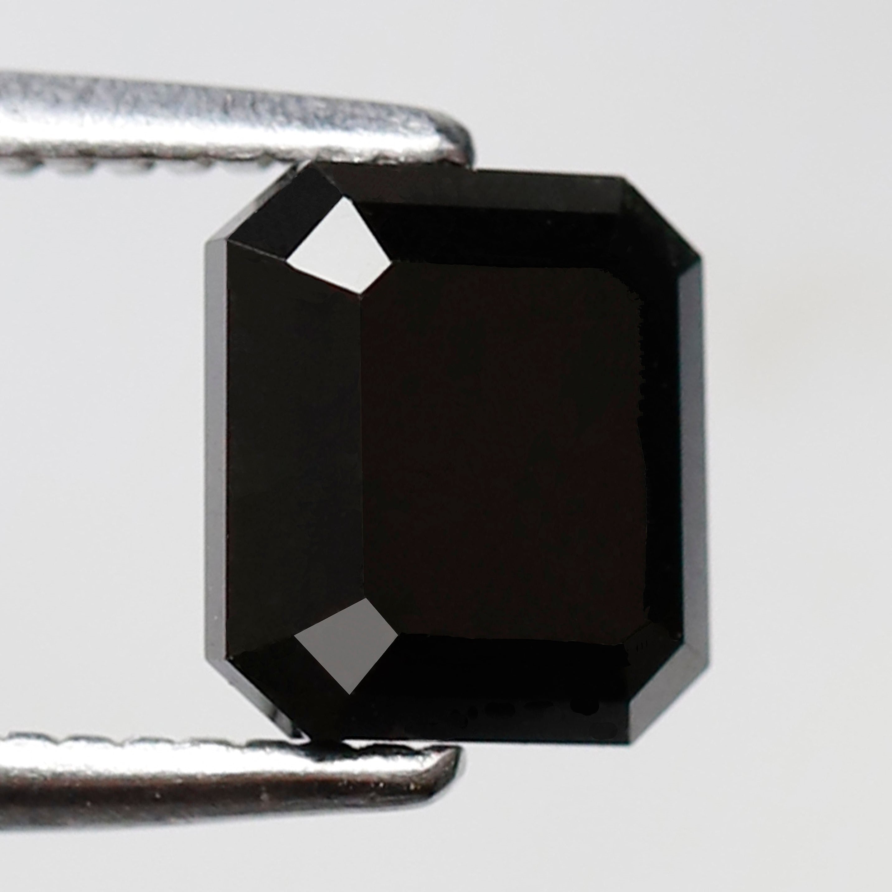 1.41 Carat Black Emerald Cut Diamond 6 MM AAA Quality Loose Natural Fancy Black Diamond